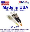 ABD'de üretilmiştir, 15 M-10 Paket (ST-LC 50/125 Çok Modlu Dubleks) Cam Fiber Optik Kablo PVC Tipi