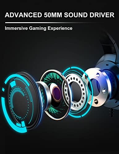 Mikrofonlu ZİUMİER Oyun Kulaklığı, PS4 PS5 Xbox One PC Dizüstü Bilgisayar ile Uyumlu, LED RGB Işıklı Kulak Üstü Kulaklıklar,