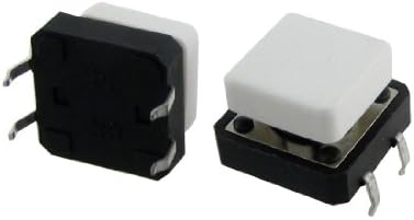 uxcell 20 adet Anlık Inceliğini Dokunsal Push Button Anahtarı 12x12mm x 8mm 4 Pin DIP W Kap