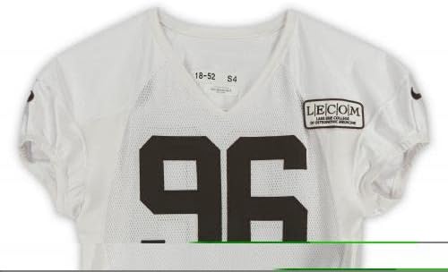 Vincent Taylor Cleveland Browns Uygulaması-2020 NFL Sezonundan 96 Beyaz Örgü Forması Kullanıldı-Boyut 52-İmzasız NFL Oyunu