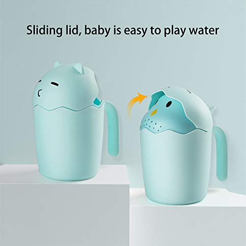 DYSONGO Bebek Banyo Şampuanı Durulama Kupası-Çocuklar için Sevimli Banyo Durulama Kupası Mavi