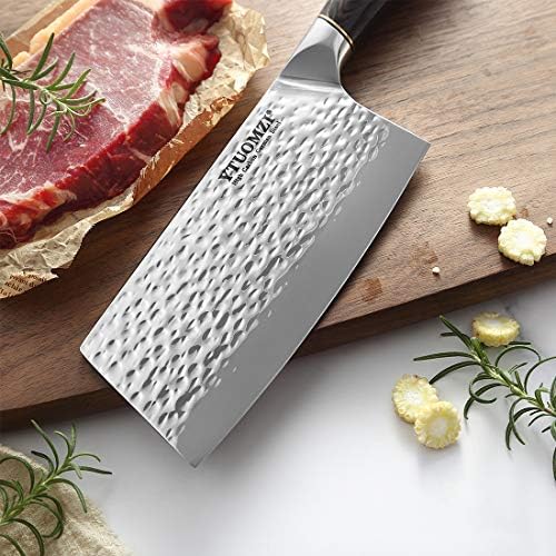Et Cleaver 7 İnç Şef Bıçağı YTUOMZİ, Alman Yüksek Karbonlu Paslanmaz Çelik Cleaver Bıçağı Mutfak Bıçağı, Mutfak ve Restoran için