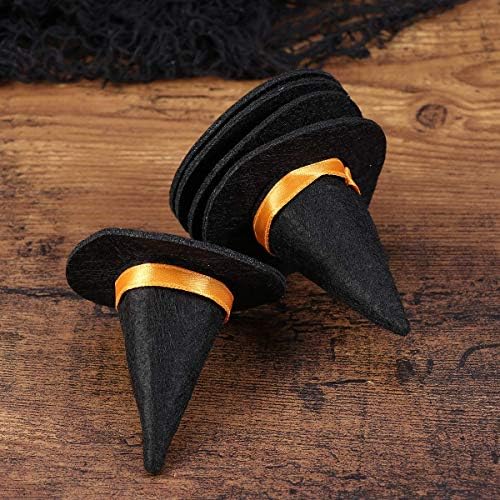 6 adet Cadılar Bayramı Mini Cadı Şapkaları Şarap Şişesi Şapka Cadılar Bayramı Partisi Masa Süslemeleri için Caps-Siyah
