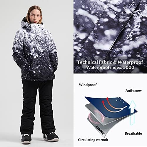 GSOU KAR Kadın Kayak Ceket ve Pantolon Snowboard Snowsuit Ceket Sıcak Kapşonlu Su Geçirmez Rüzgar Geçirmez Yalıtımlı