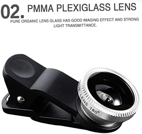Heall Telefon Balıkgözü Lens 3in1 Geniş Açı Balık Gözü Makro Lensler Clip - Evrensel Lens Gümüş, Cep Telefonu Lens