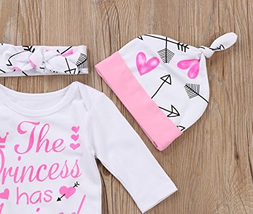 4 adet Bebek kız pantolon seti Yenidoğan bebek Yürümeye başlayan mektup Romper ok kalp pantolon Şapka Kafa Bandı Elbise