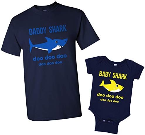 Baba Köpekbalığı ve Bebek Köpekbalığı erkek T-Shirt ve Bebek Bodysuit Eşleştirme Seti