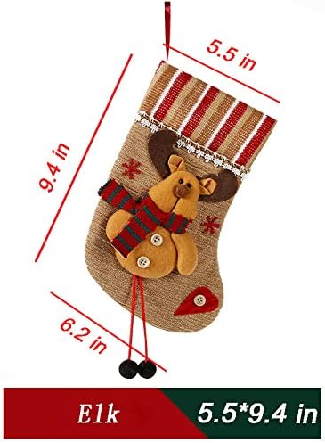 Mıtuyoung Noel Stocking, 3 Adet 10 Noel Çorap ile 3D Kar Tanesi Santa, Kardan Adam, ren Geyiği Noel Süslemeleri Parti Favor Malzemeleri