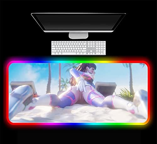 Oyun fare altlığı Overwatch Seksi Anime Kız RGB Oyun Mouse Pad Aksesuarları Büyük Oyun Led Bilgisayar Aydınlatmalı Halı Klavye