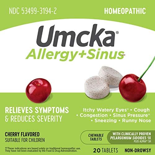 Nature's Way Umcka Alerji ve Sinüs Homeopatik Çiğnenebilir Tabletler-Kiraz Aroması - 20 Sayım