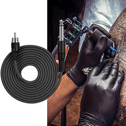 Dövme Klip Kablosu, Silikon Dövme Makinesi Kabloları Düz RCA Arayüzü için Kanca Hattı Dövme Makinesi Güç Kaynağı Aksesuarı (siyah)