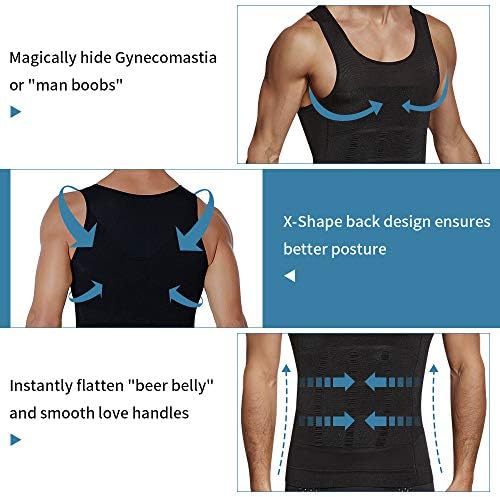 GSKS Sıkıştırma Gömlek Erkekler için Vücut Şekillendirici Zayıflama Gömlek Shapewear ile Fermuar