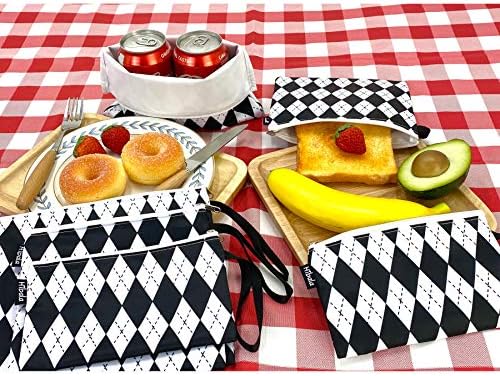 Hibala 6 Adet Kullanımlık Aperatif Sandviç Çanta Öğle Yemeği çantaları, Elmas desen