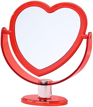 SouiWuzi Kalp Şekli Ayna Dönebilen Doublesided Masaüstü Ayna Kadınlar için Makyaj 6. 5x19 cm Kırmızı