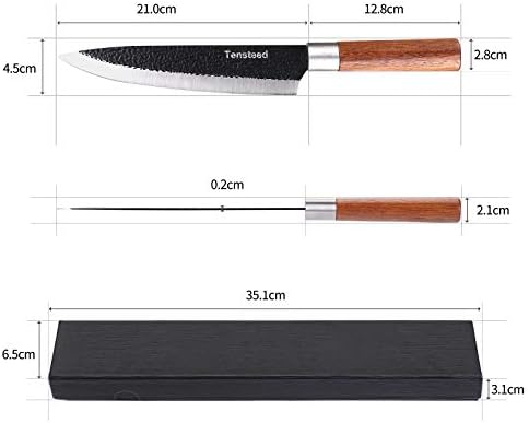 Şef Bıçağı 8 İnç Mutfak Bıçağı, Gyuto Bıçağı, Alaşımlı Çelik Et Sebze Bıçakları Yuvarlak Saplı, Ev Mutfak ve Restoran için Bıçak-TenSteed