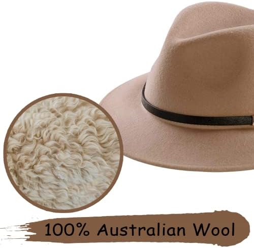 Bayan Fedora şapka %100 yün geniş kenarlı keçe Panama güneş şapkaları Vintage fötr kap toka ile