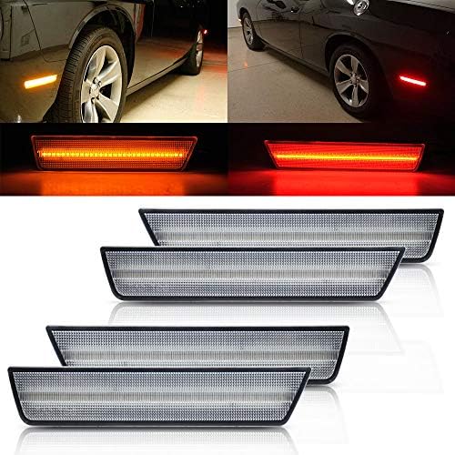 Şeffaf Lens Challenger Amber / kırmızı Ön arka LED Side Marker ışık kitleri ıçin Dodge Challenger 2008 2009 2010 2011 2012 2013