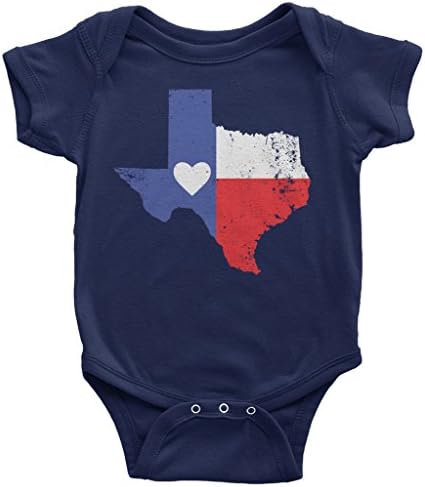 Kalp Bebek Bodysuit ile Threadrock Bebek Texas Eyalet Bayrağı