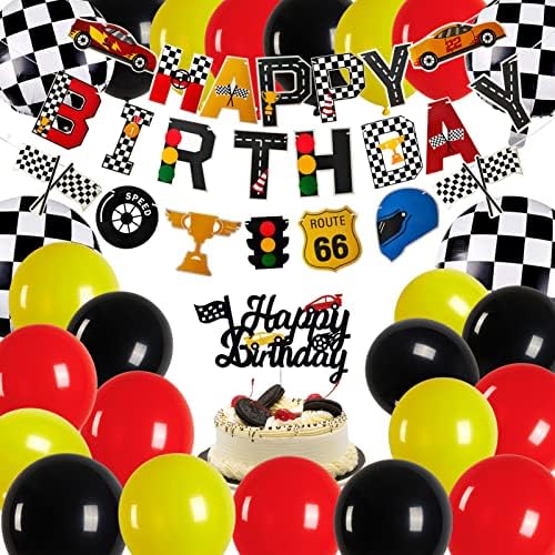 Rainmae Let's go Racing Car Birthday Decorations-Çocuk Boys için Yarış Arabası Parti Malzemeleri Afiş, Araba Partisi İşaretleri,