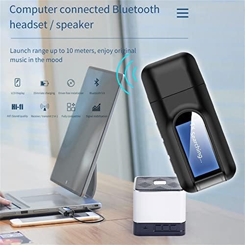 Fmystery Bluetooth 5.0 Verici Alıcı LCD Ekranlı 2'si 1 Arada Taşınabilir Görsel Bluetooth TV Vericisi,PC,TV,Kulaklık, Ev Stereo