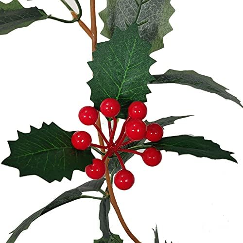 Tınsow 2 Adet Noel Çelenk Tatil Dekorasyon için, 5.75 FT Paskalya Çelenk Kış Kırmızı Meyveleri Holly Yapraklar Çelenk Noel Yeşillik