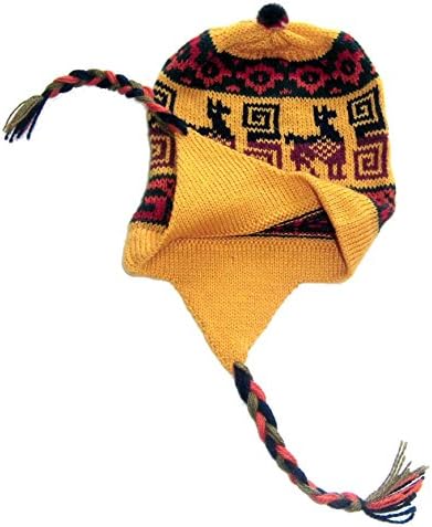 Alpaka Ve Daha Fazlası, Unisex Inca Tasarım Chullo Şapka, Alpaka Yünü, Kulak Kapakları, Bir Boyut