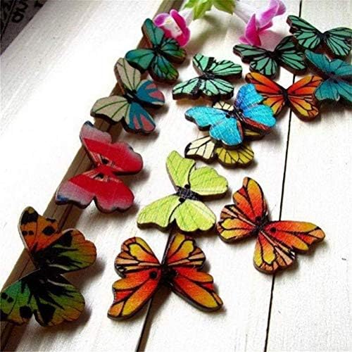 Kelebek Düğmeler 100 Parça Karışık Renkler 2 Delik Kelebek Ahşap Düğmeler için Zanaat, Ahşap Zanaat Elbise Düğmeleri, dekoratif