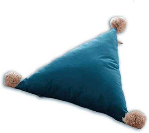 YEKEYİ Üçgen Şekilli Yastık Ayrılabilir Bel Yastıklar Yastık Ponponlar ile Topu Atmak için Yatak / Kanepe/Araba (Mavi)