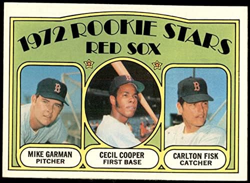 1972 Topps 79 Red Sox Çaylakları Carlton Fisk / Cecil Cooper / Mike Garman Boston Red Sox (Beyzbol Kartı) ESKİ / MT Red Sox