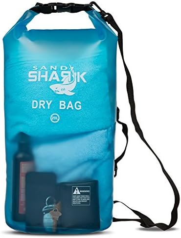 SandShark tarafından Premium Su Geçirmez Kuru Çanta Botla, Plaj ve Su Sporları için Büyük İç Cebe Sahip Şeffaf 10 ve 20 Litrelik