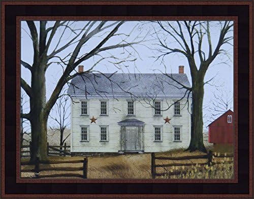 Erken Amerikan Ev Billy Jacobs tarafından 16x20 Americana Country House İlkel Halk Sanat Baskı Duvar Dekor Çerçeveli Resim (2
