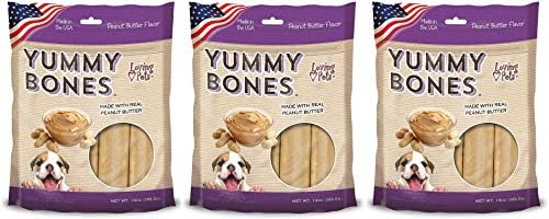 Loving Pets 3 Paket Küçük Fıstık Ezmesi Yummy Bones Köpek Çiğniyor, Her Biri 13 Ons, ABD'de Üretildi
