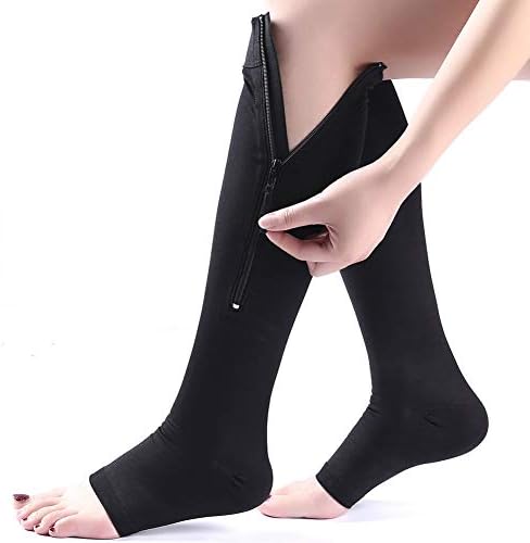 Lishiny Bayanlar Bacaklar Şekillendirme Tüp Fermuar Buzağı Çorap Bacaklar Ayaklı Çorap Esnek Bacaklar Buzağı Şekillendirici (Siyah,