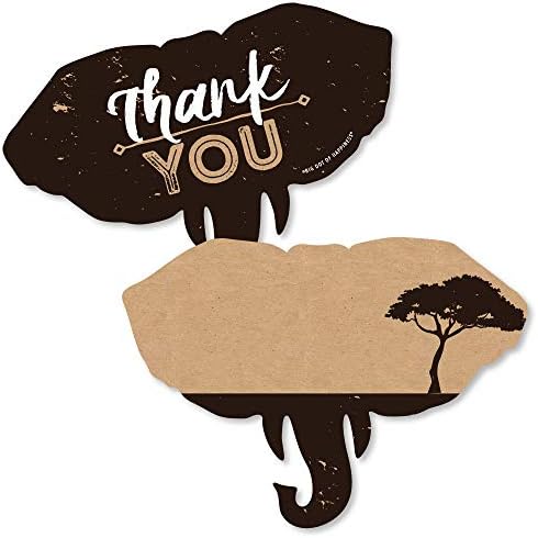Vahşi Safari Şeklindeki Teşekkür Kartları-Afrika Orman Macerası Doğum Günü Partisi veya Bebek Duşu Zarflı Teşekkür Notu Kartları-12'li