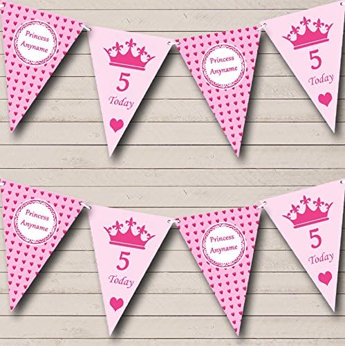 Pembe kalpler prenses kızlar kişiselleştirilmiş çocuk Doğum günü partisi kiraz kuşu afiş
