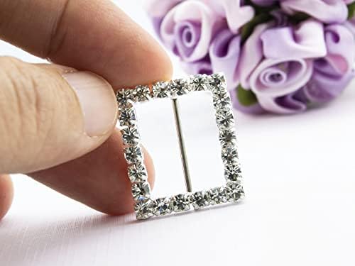 Summer-Ray 25 adet 22mm x 19mm Dikdörtgen Diamante yapay elmas şerit Toka Düğün Davetiyeleri Kart Yapımı DIY Zanaat