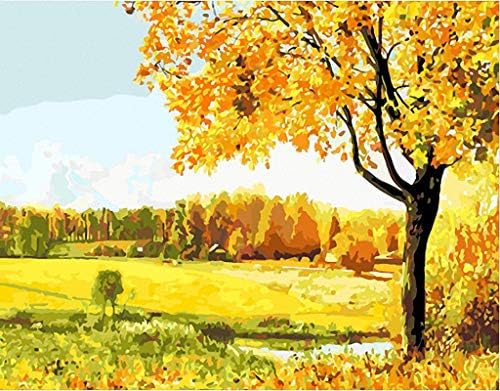 Güzel Sonbahar Altın Orman El Boyalı Tasarım İğne Tuval B003 (18CT Mono Deluxe, 12 X 15)