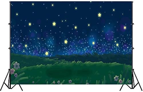 Kamp Zemin, Twinkle Twinkle Little Star Fotoğraf Backdrop için Parti, 10x7ft Yıldızlı Gece Zemin, parlak Firefly Yeşil Çim Vinil