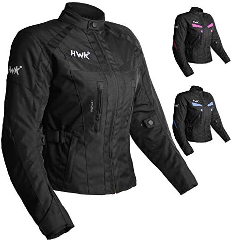 Kadın Motosiklet Ceket Kadınlar İçin Dublör Macera Su Geçirmez Yağmur Ceketler CE Zırhlı Stella (Tüm-Siyah, L)