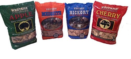 Western BBQ Smoking Wood Chips Variety Pack Bundle (4)- Elma, Mesquite, Hickory ve Kiraz Aromaları (Orijinal Versiyon)