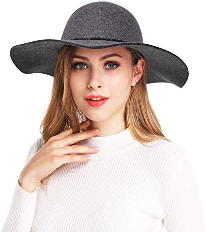 Bienvenu kadın Geniş Kenarlı Yün Şerit Bant Disket Şapka