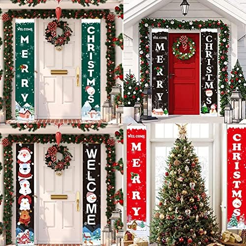 U-BUYHOUSE Merry Christmas Afiş Kırmızı Mutlu Tatiller Noel Sundurma Işareti Ön Kapı Asılı Süslemeleri Noel Ev Duvar Kapalı Açık