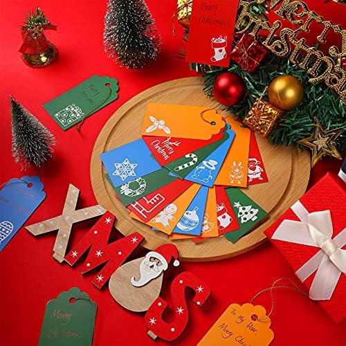 160 Adet Noel Etiketleri Noel Kağıt Adı Etiketleri ile Sicim Tatil Hediye Etiketleri Dekoratif Hediyeler Asmak için Etiket DIY