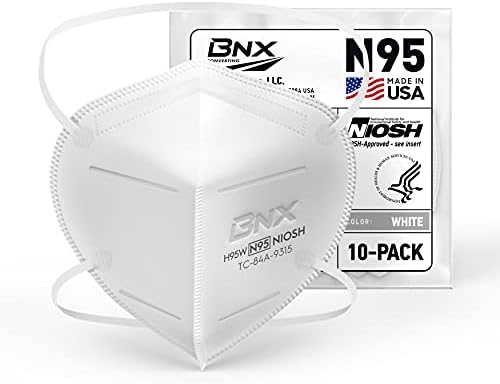 Birikimli BNX N95 Maske NIOSH Sertifikalı MADE İN USA Partikül Maskesi Koruyucu Yüz Maskesi (10'lu Paket, Onay Numarası TC-84A-9315