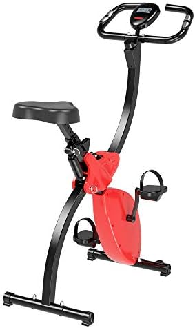 Soozier Katlanabilir Dik Eğitim X-Bisiklet Manyetik Direnç ile, Egzersiz Bisiklet Bisiklet için Kardiyo, Aerobik Egzersiz, Kırmızı