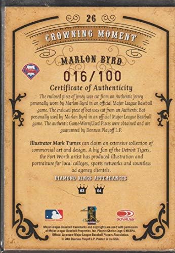 Marlon Byrd / 100 (Beyzbol Kartı) 2004 Donruss Diamond Kings - [Taban] - Bronz Çerçeveli Malzemeler [Hatıra] 26