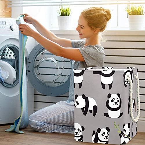 Eylem Bebek Panda Desen 19.3 Büyük Ölçekli Su Geçirmez Katlanabilir Çamaşır Sepeti Kova Depolama Kutusu için Kolları ile, Çocuk