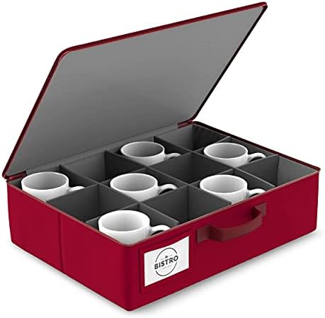 YO BİSTRO Bardak ve Kupalar Depolama Organizatör Çantası-12 Hücreye Bölünmüş - Çay ve Kahve Fincanlarını, Sapsız Şarap Bardaklarını